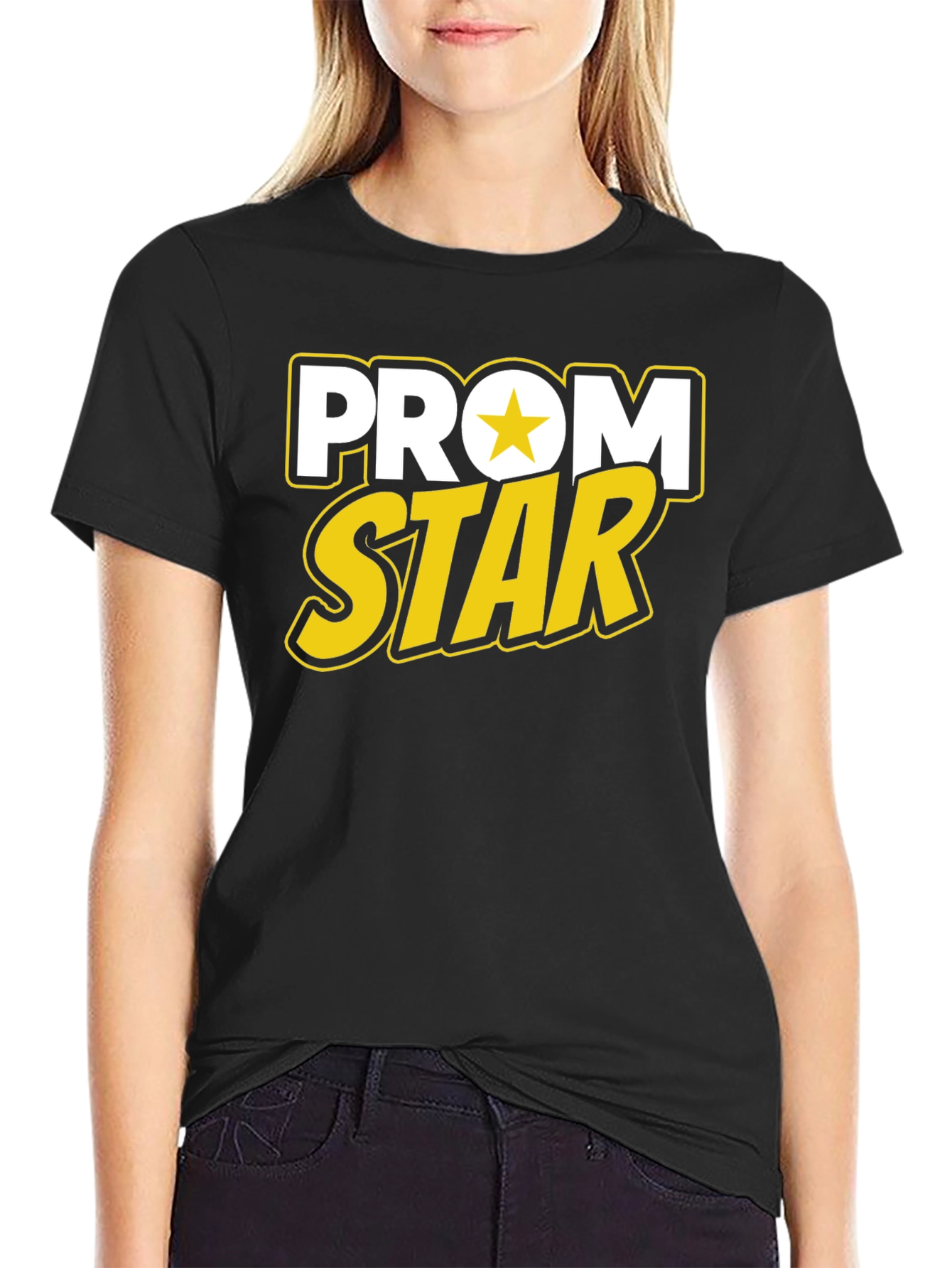 Prom Star Graphic Tee - Black Cotton T-Shirt