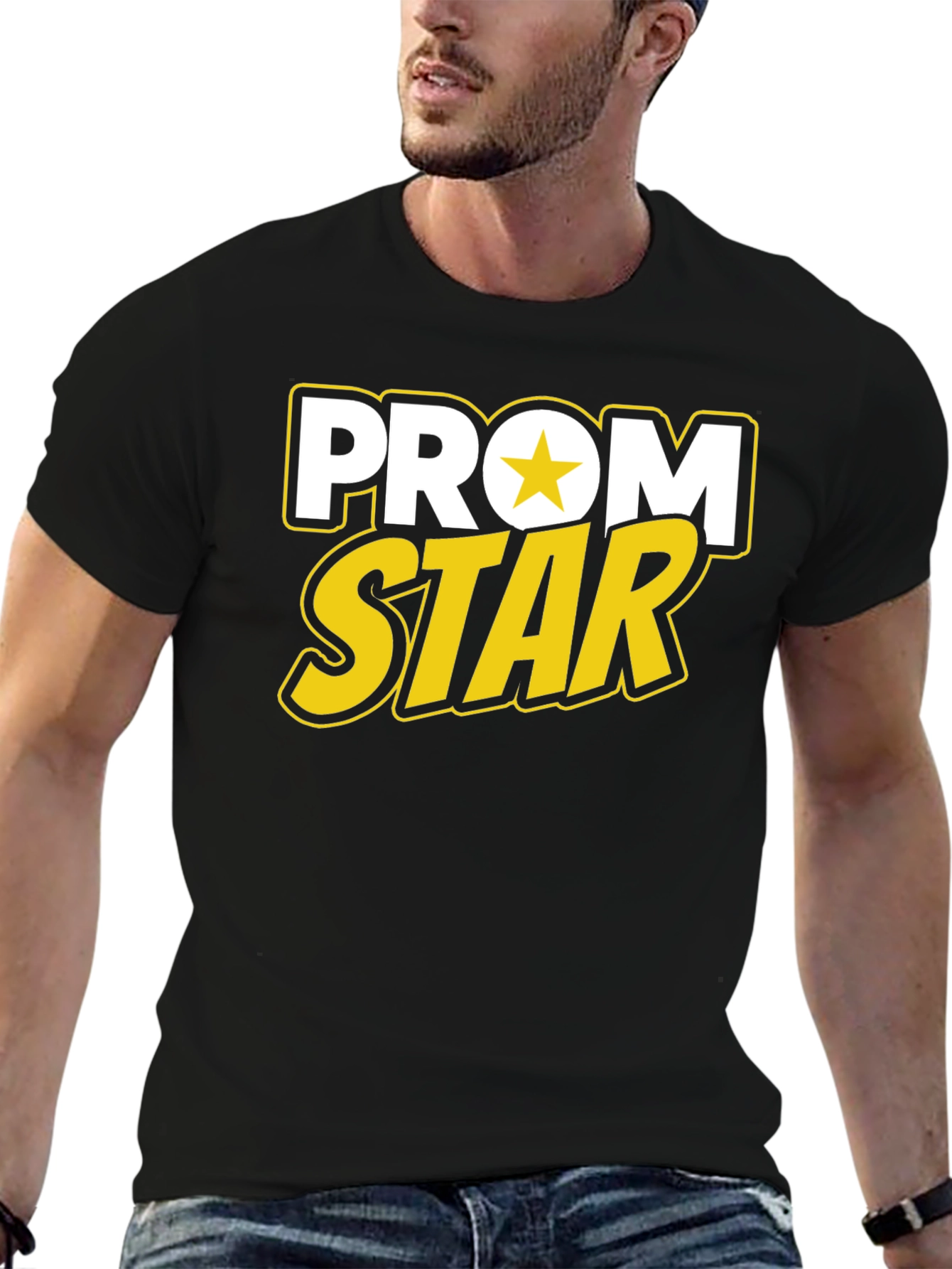 Prom Star Graphic Tee - Black Cotton T-Shirt