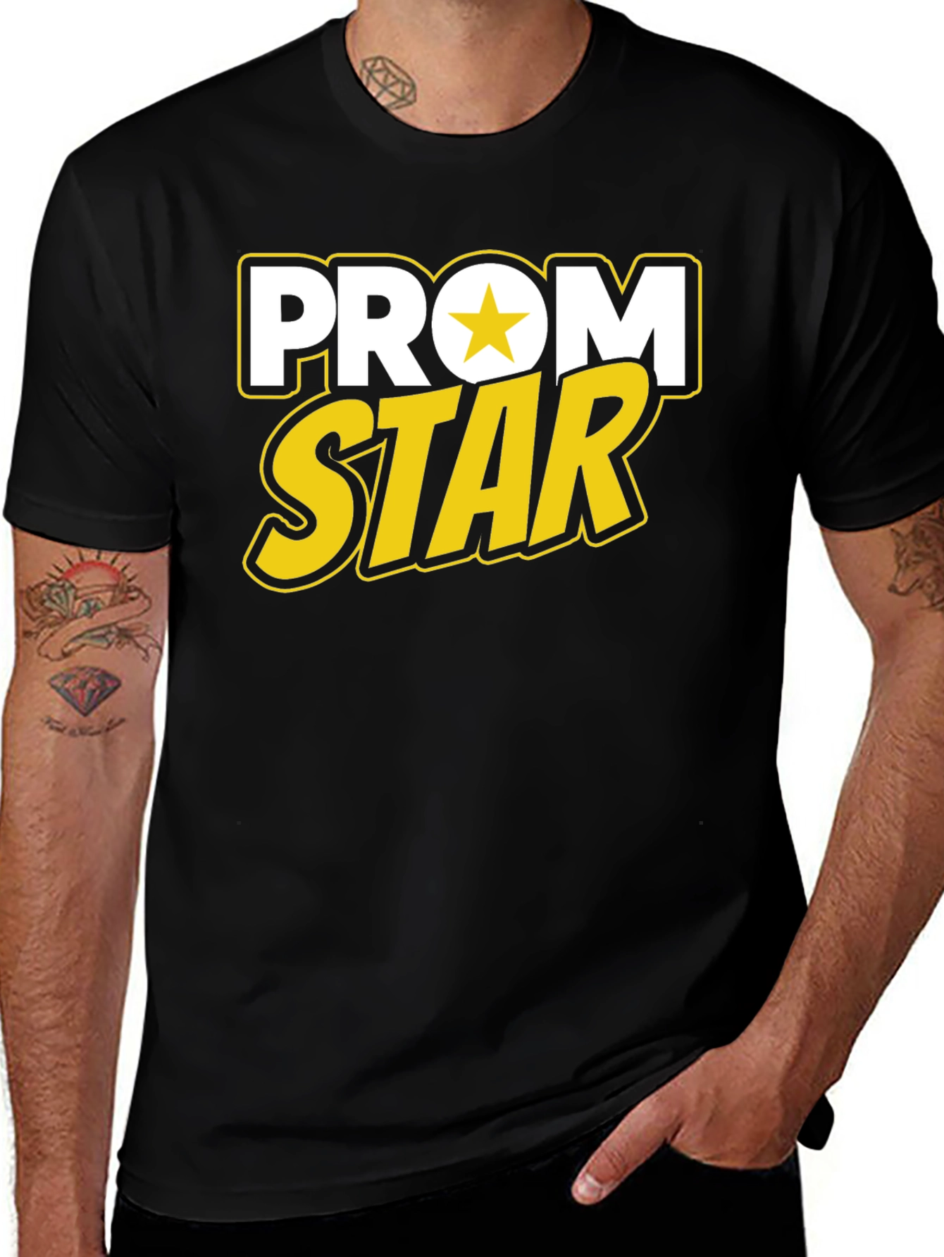 Prom Star Graphic Tee - Black Cotton T-Shirt