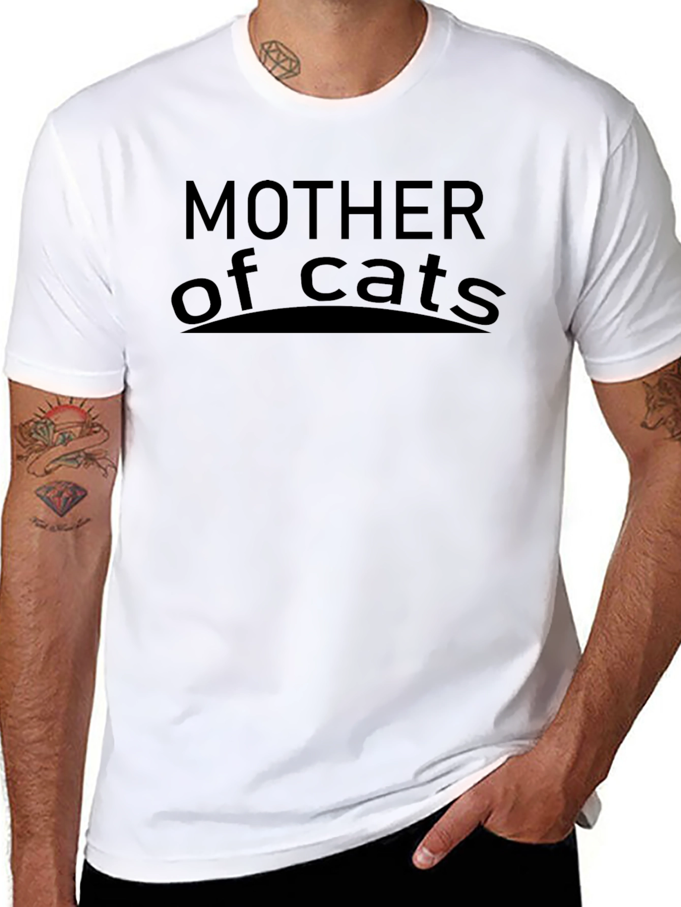 Mother of Cats Graphic T-Shirt - Black Casual Tee