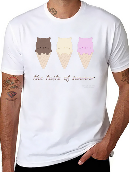 Cute Cat Ice Cream T-Shirt - Taste of Summer
