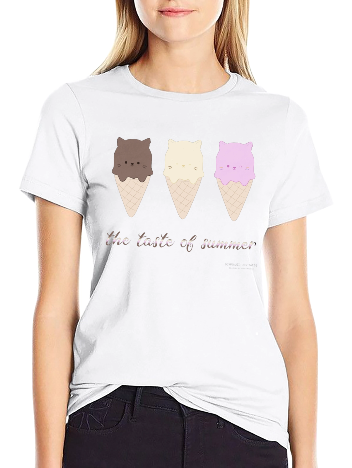 Cute Cat Ice Cream T-Shirt - Taste of Summer