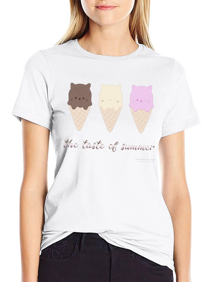 Cute Cat Ice Cream T-Shirt - Taste of Summer