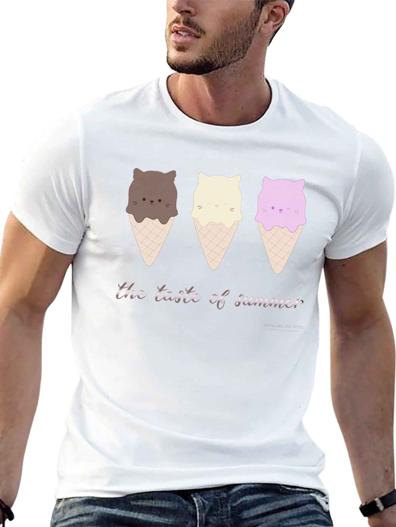 Cute Cat Ice Cream T-Shirt - Taste of Summer