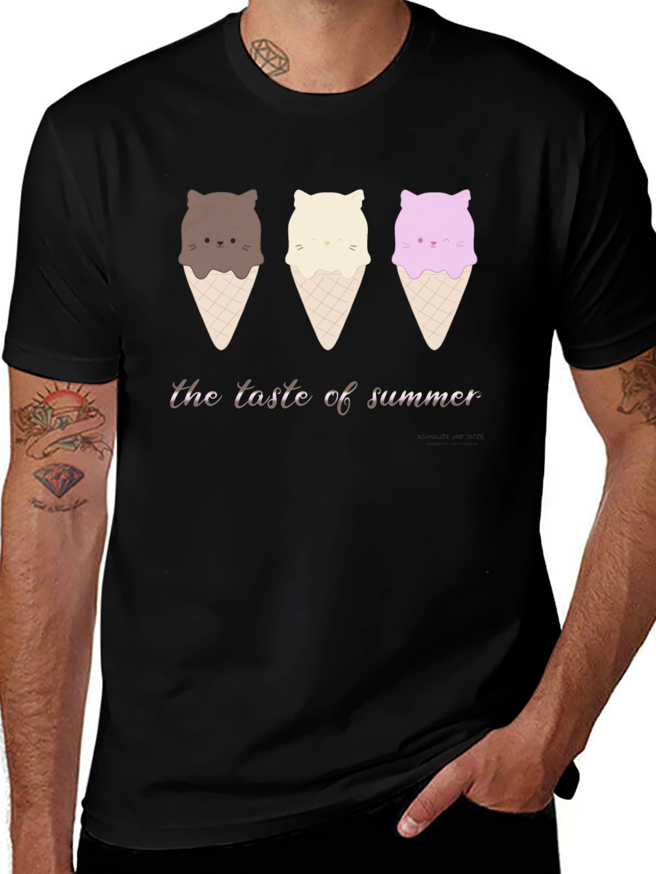 Cute Cat Ice Cream T-Shirt - Taste of Summer