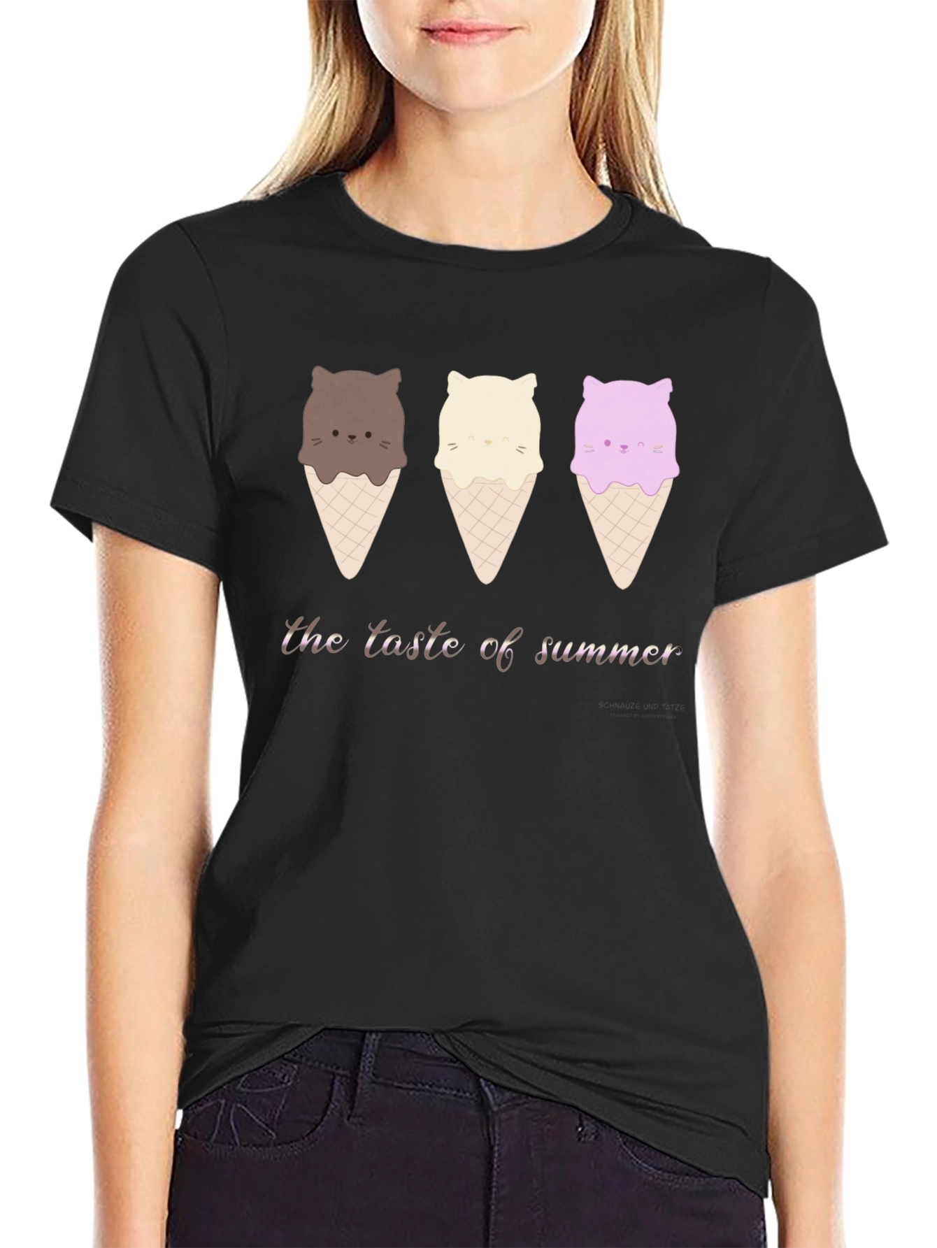 Cute Cat Ice Cream T-Shirt - Taste of Summer