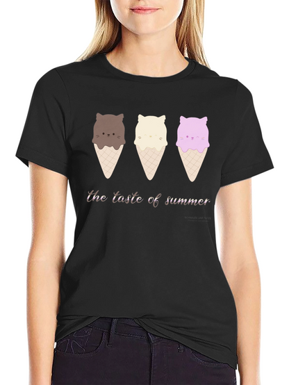 Cute Cat Ice Cream T-Shirt - Taste of Summer