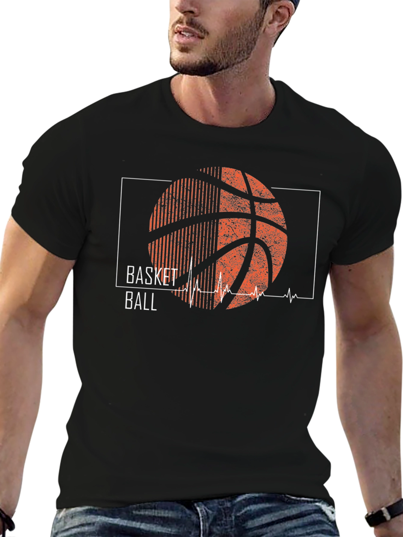 Basketball Heartbeat Graphic T-Shirt
