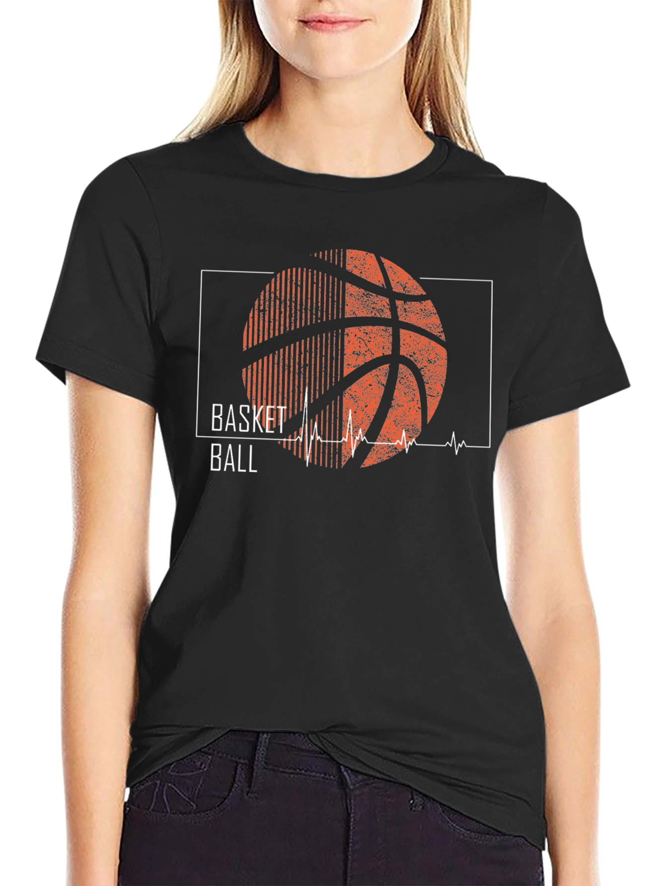 Basketball Heartbeat Graphic T-Shirt