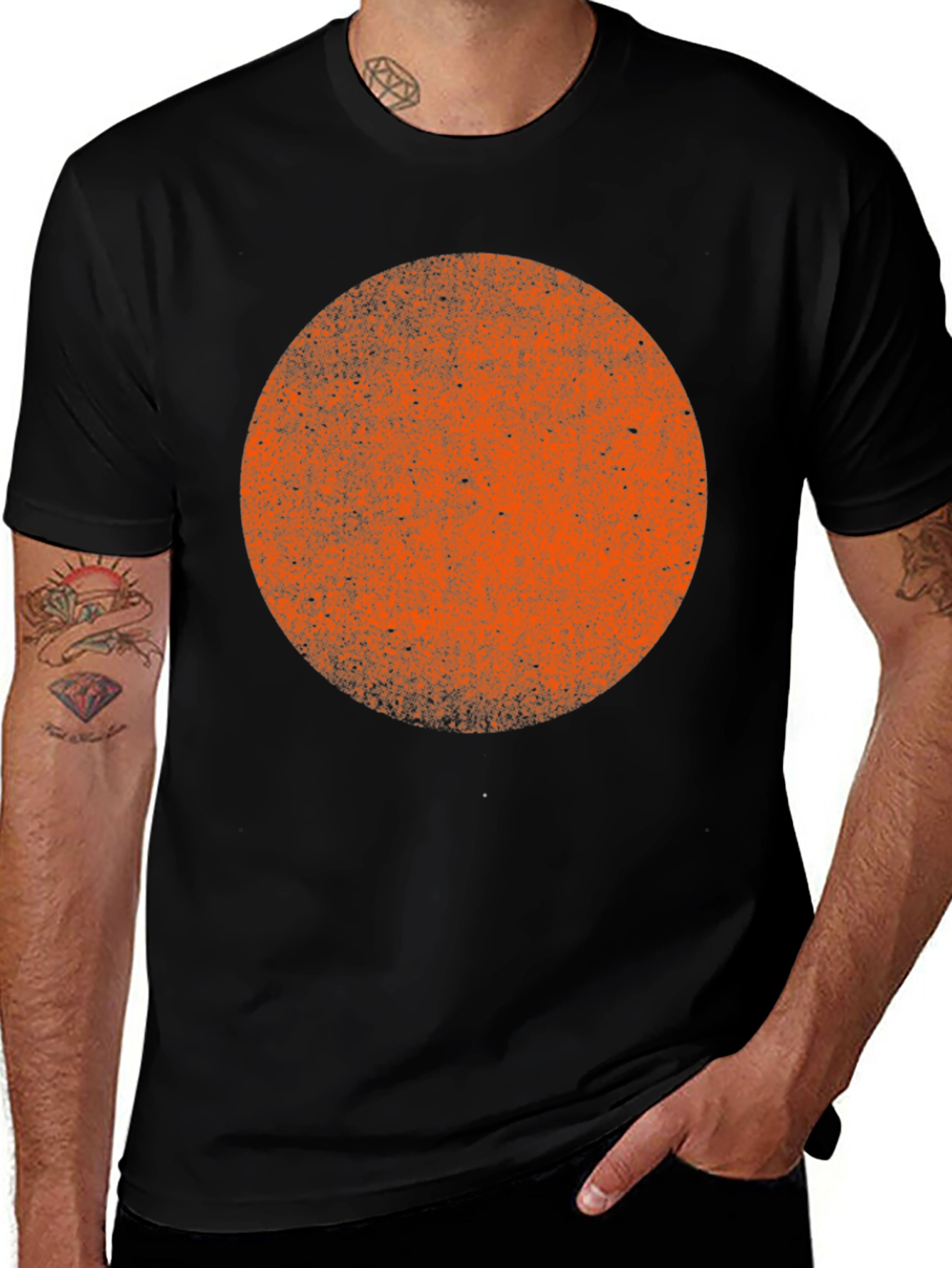 Abstract Orange Circle Graphic Tee
