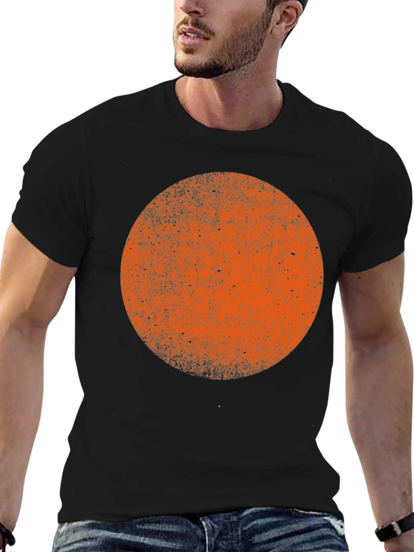 Abstract Orange Circle Graphic Tee