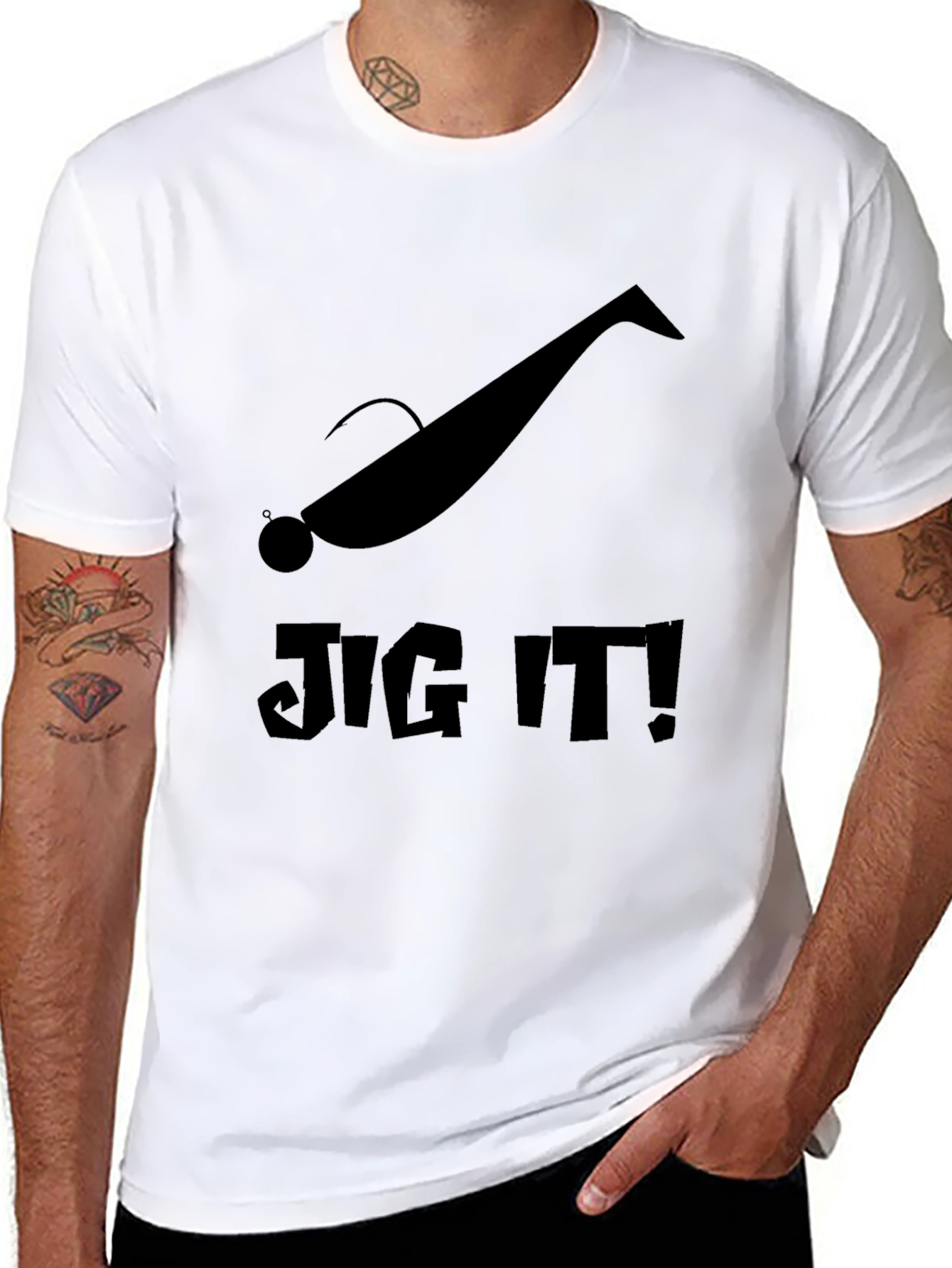 Jig It! Fishing Lure Black Graphic T-Shirt