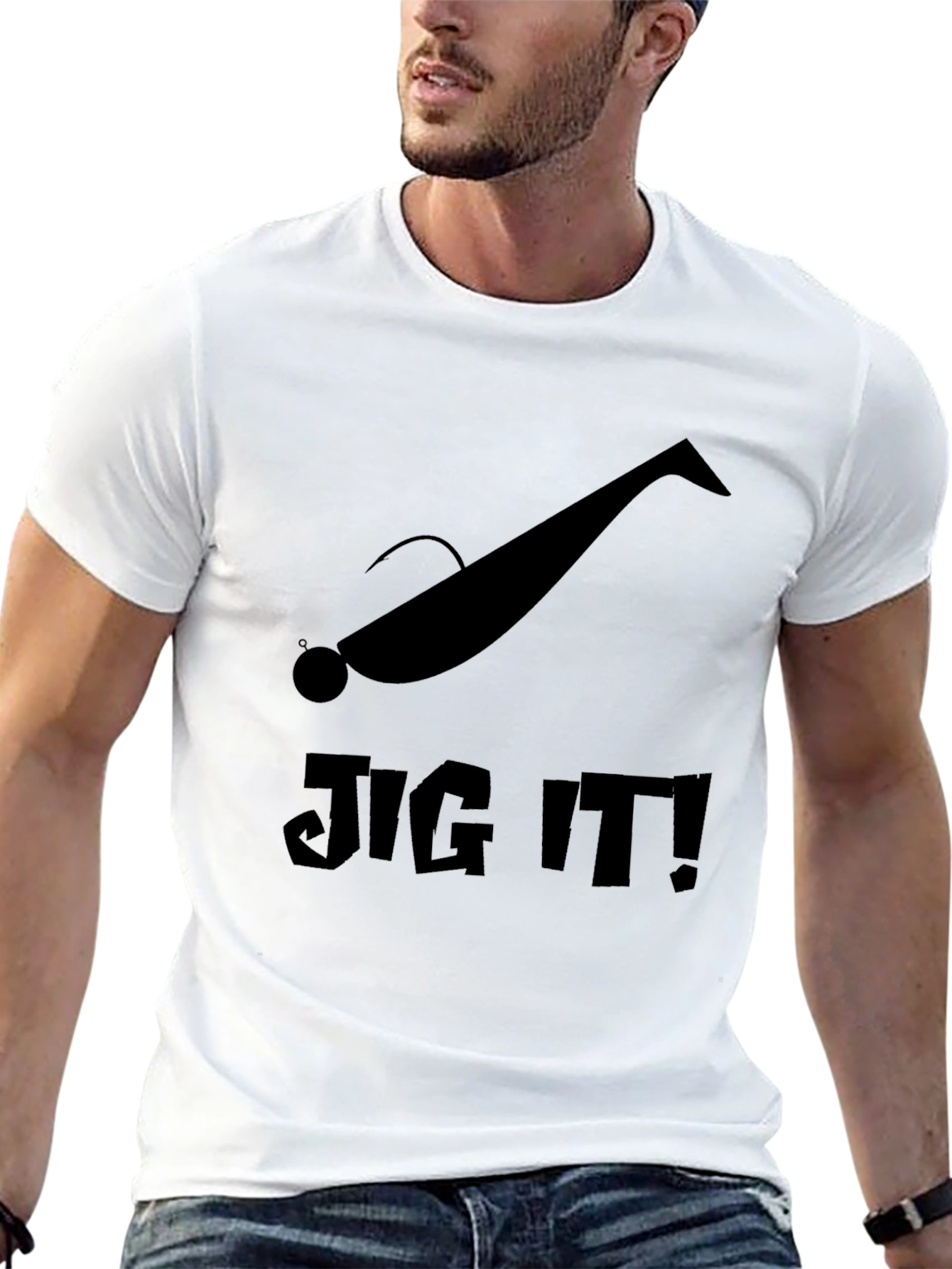 Jig It! Fishing Lure Black Graphic T-Shirt