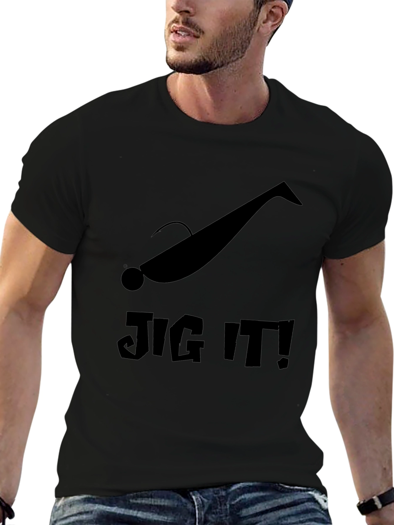 Jig It! Fishing Lure Black Graphic T-Shirt