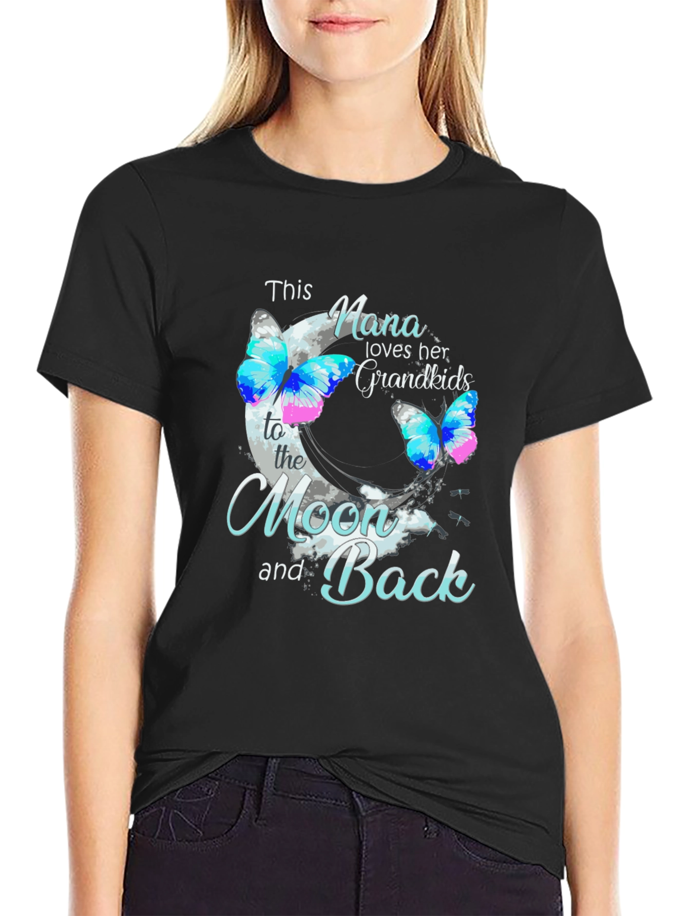 Nana Loves Her Grandkids Black T-Shirt