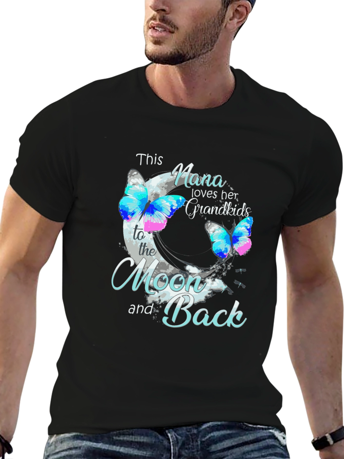 Nana Loves Her Grandkids Black T-Shirt
