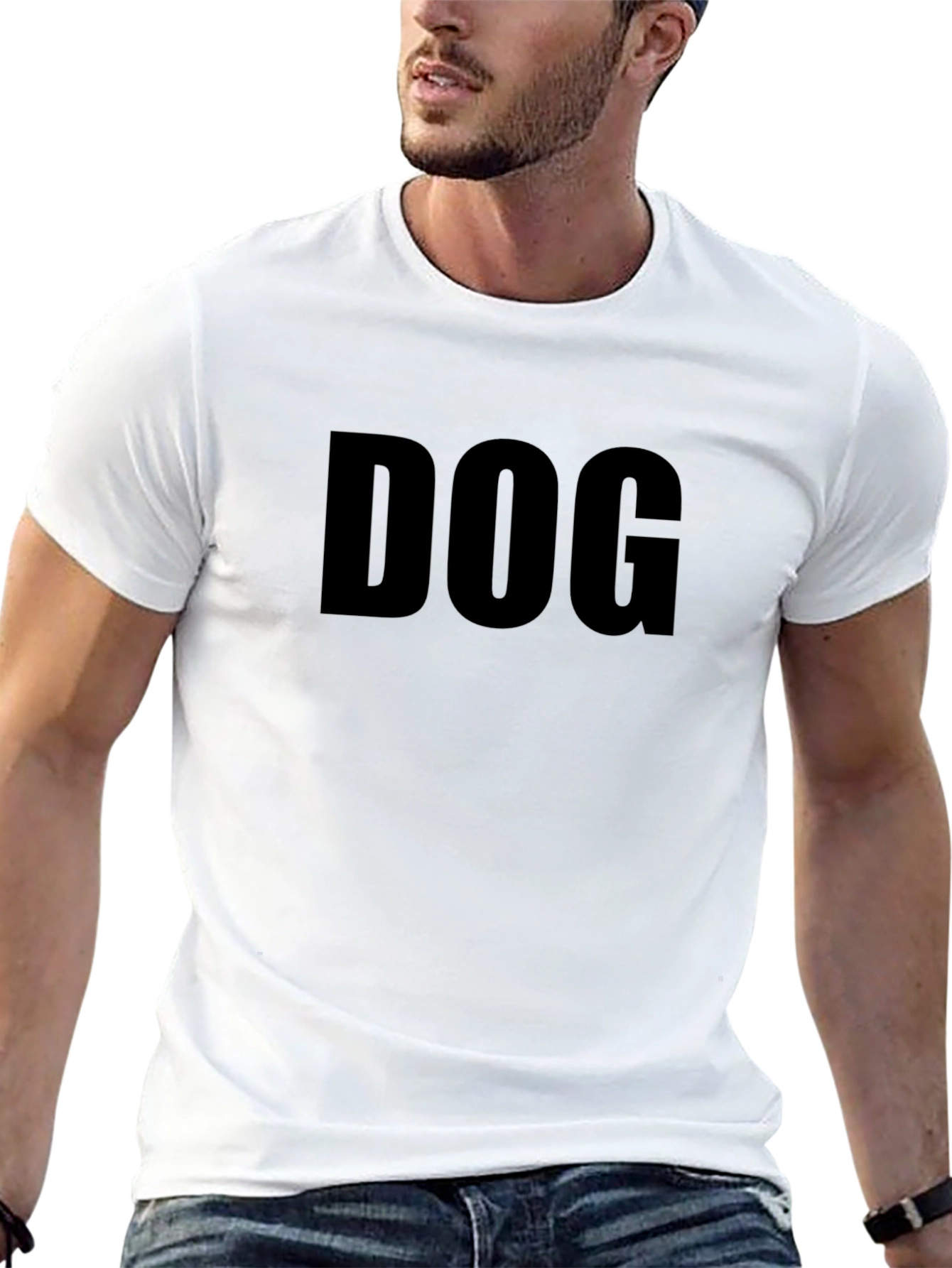 Dog Graphic Crew Neck T-Shirt - Casual Style