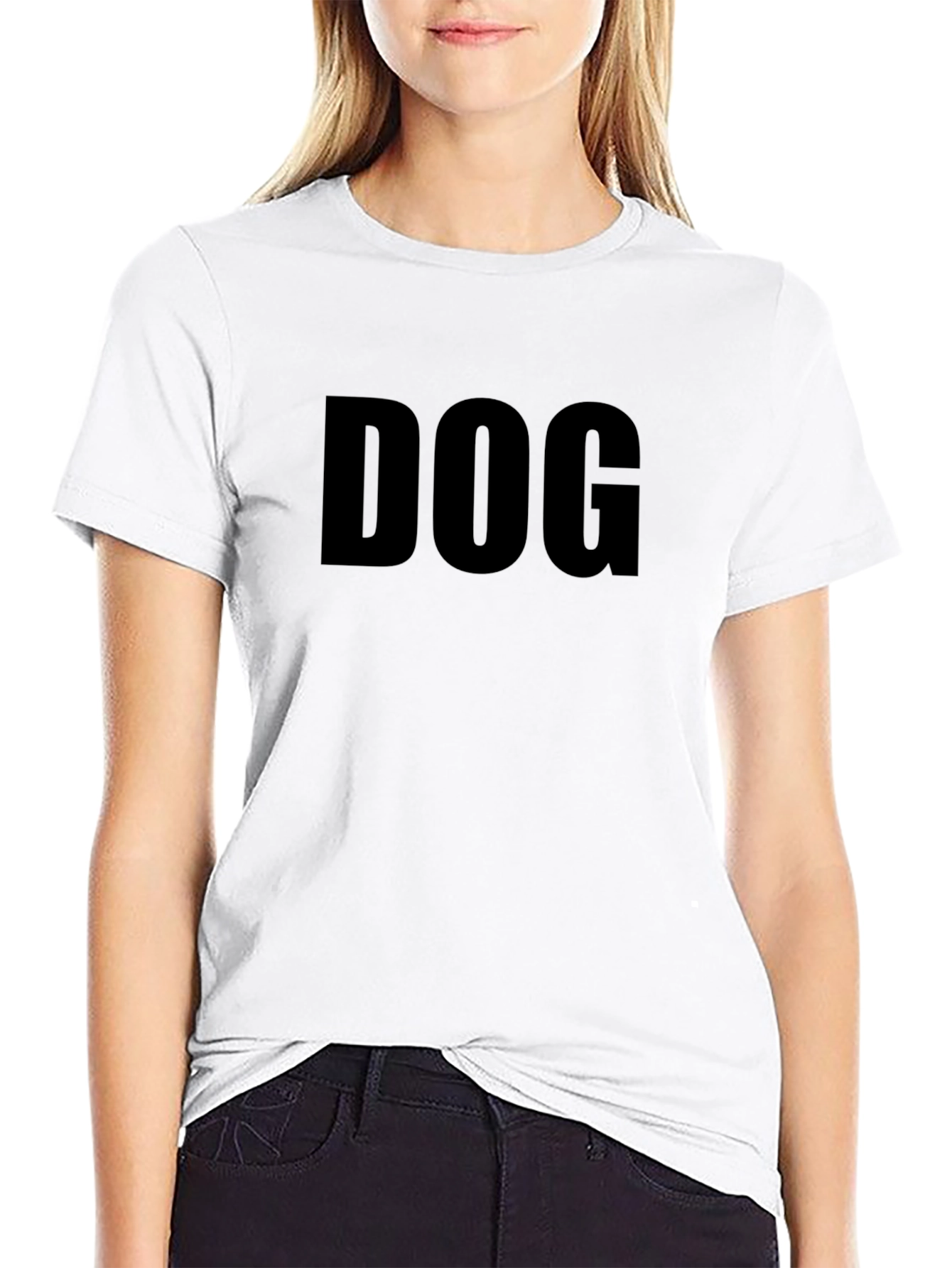 Dog Graphic Crew Neck T-Shirt - Casual Style