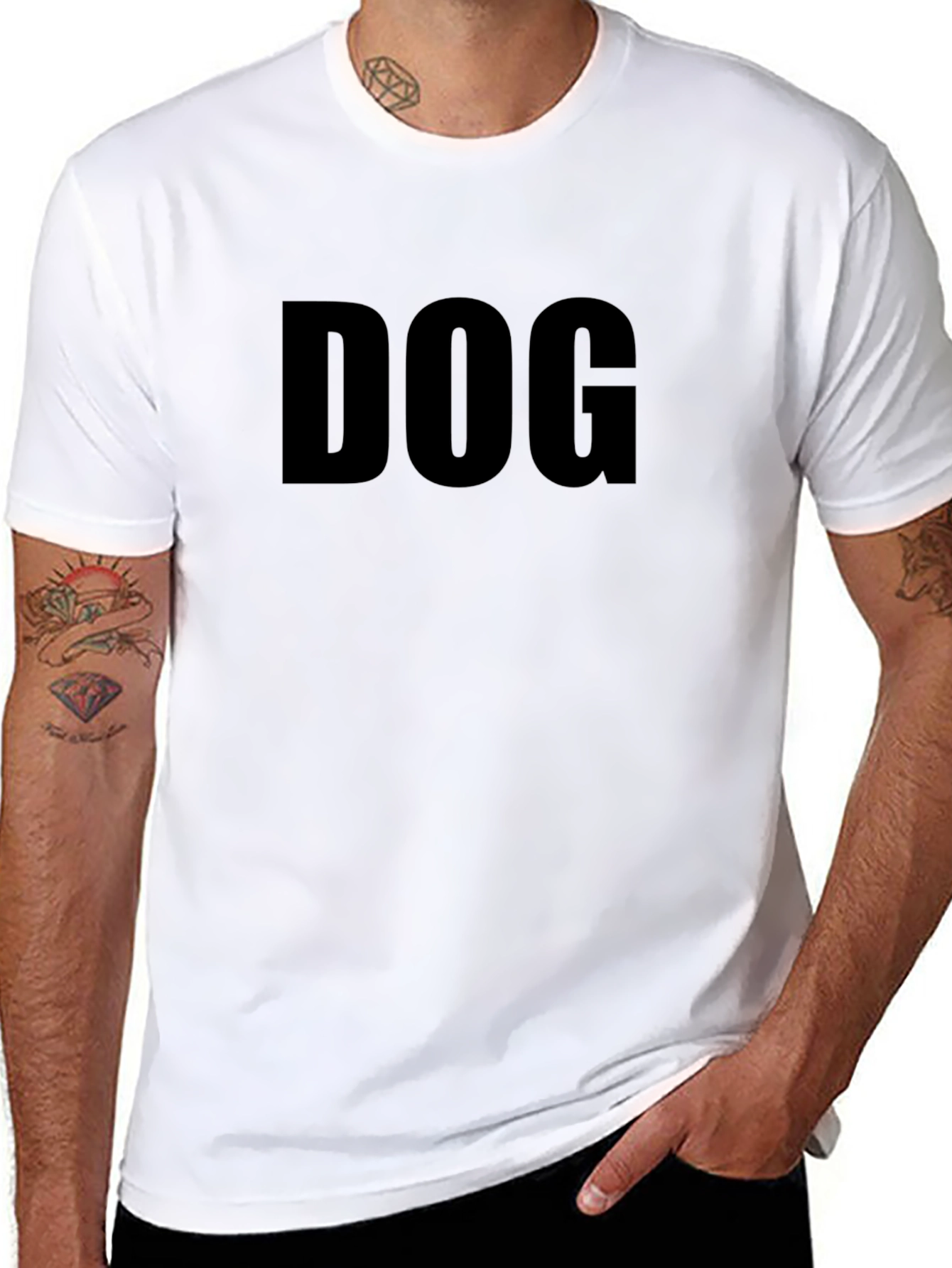 Dog Graphic Crew Neck T-Shirt - Casual Style