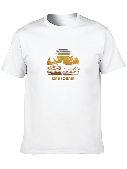 California Surfing Sunset T-Shirt - Black