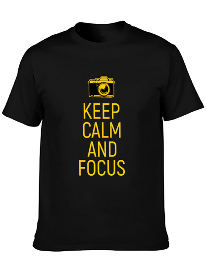 Keep Calm and Focus Camera Graphic Tee - Black