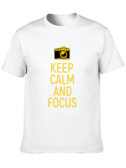 Keep Calm and Focus Camera Graphic Tee - Black