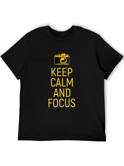 Keep Calm and Focus Camera Graphic Tee - Black