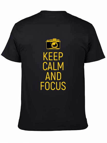 Keep Calm and Focus Camera Graphic Tee - Black