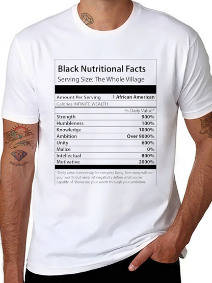 Black Nutritional Facts T-Shirt