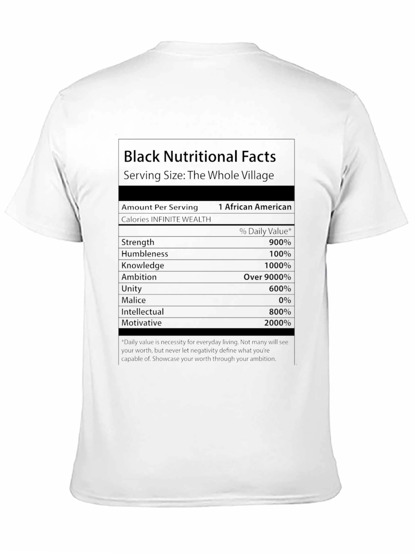 Black Nutritional Facts T-Shirt