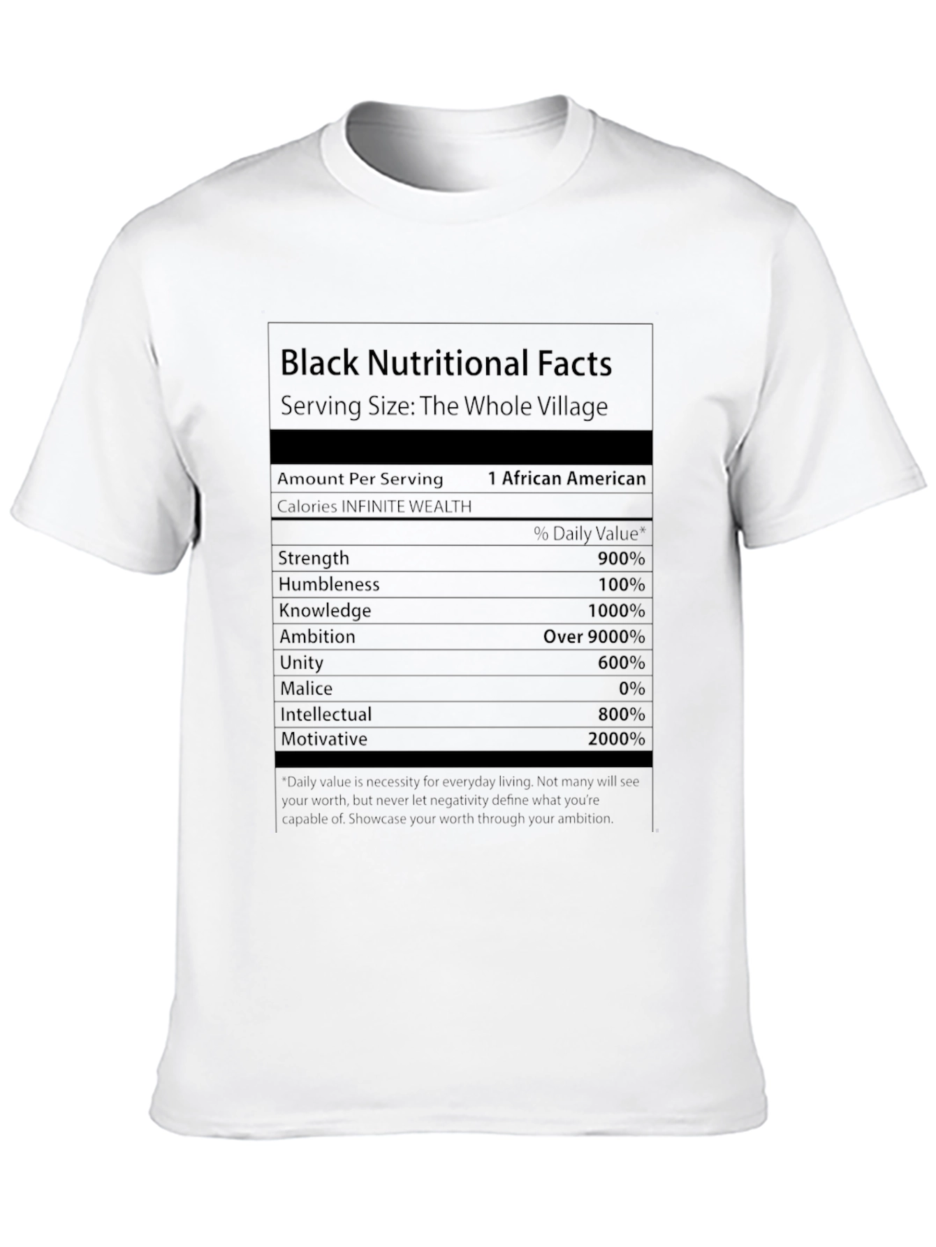 Black Nutritional Facts T-Shirt