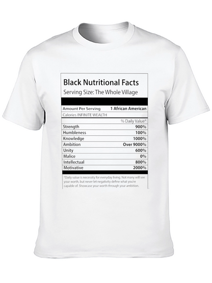 Black Nutritional Facts T-Shirt
