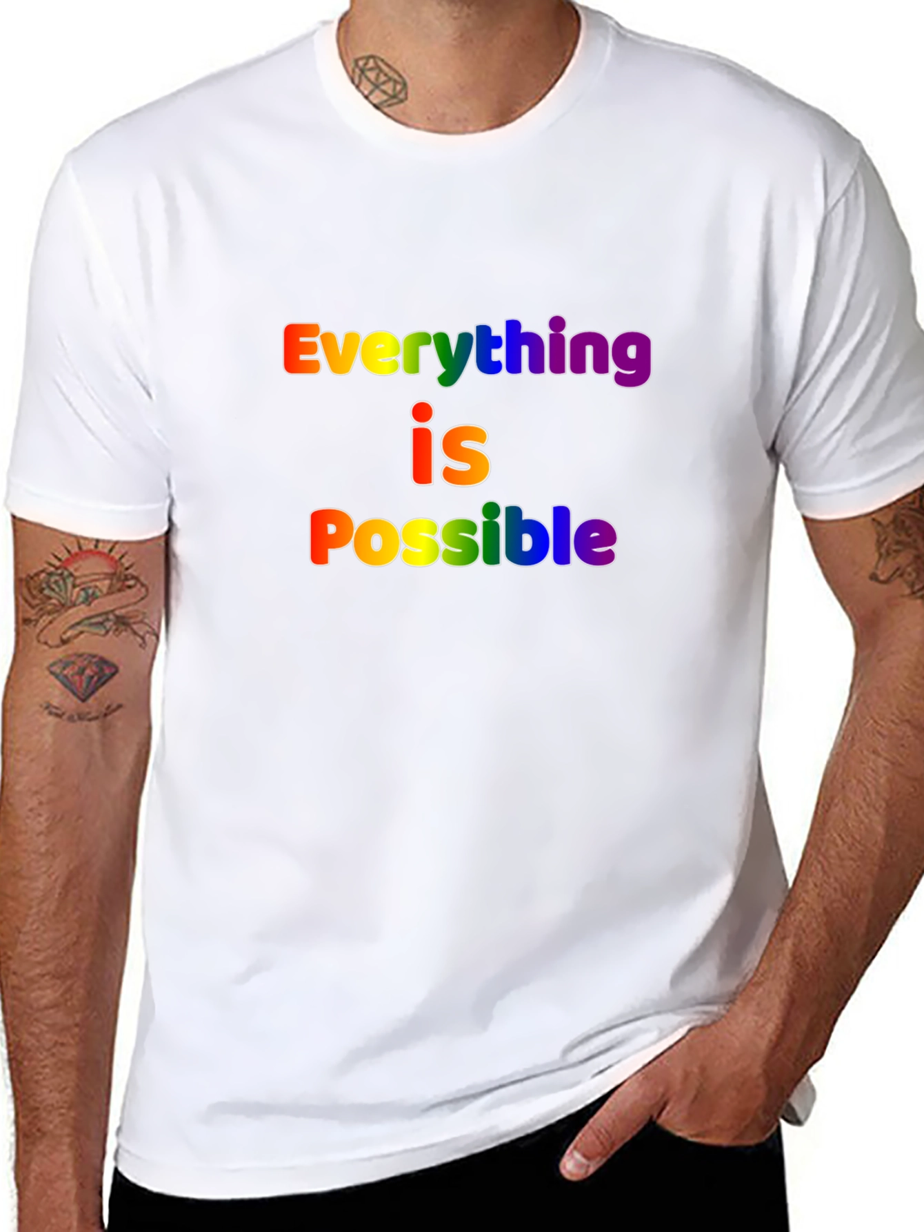 Rainbow Everything is Possible Black T-Shirt