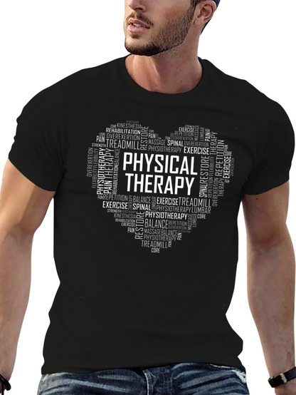 Physical Therapy Heart Word Art Graphic T-Shirt