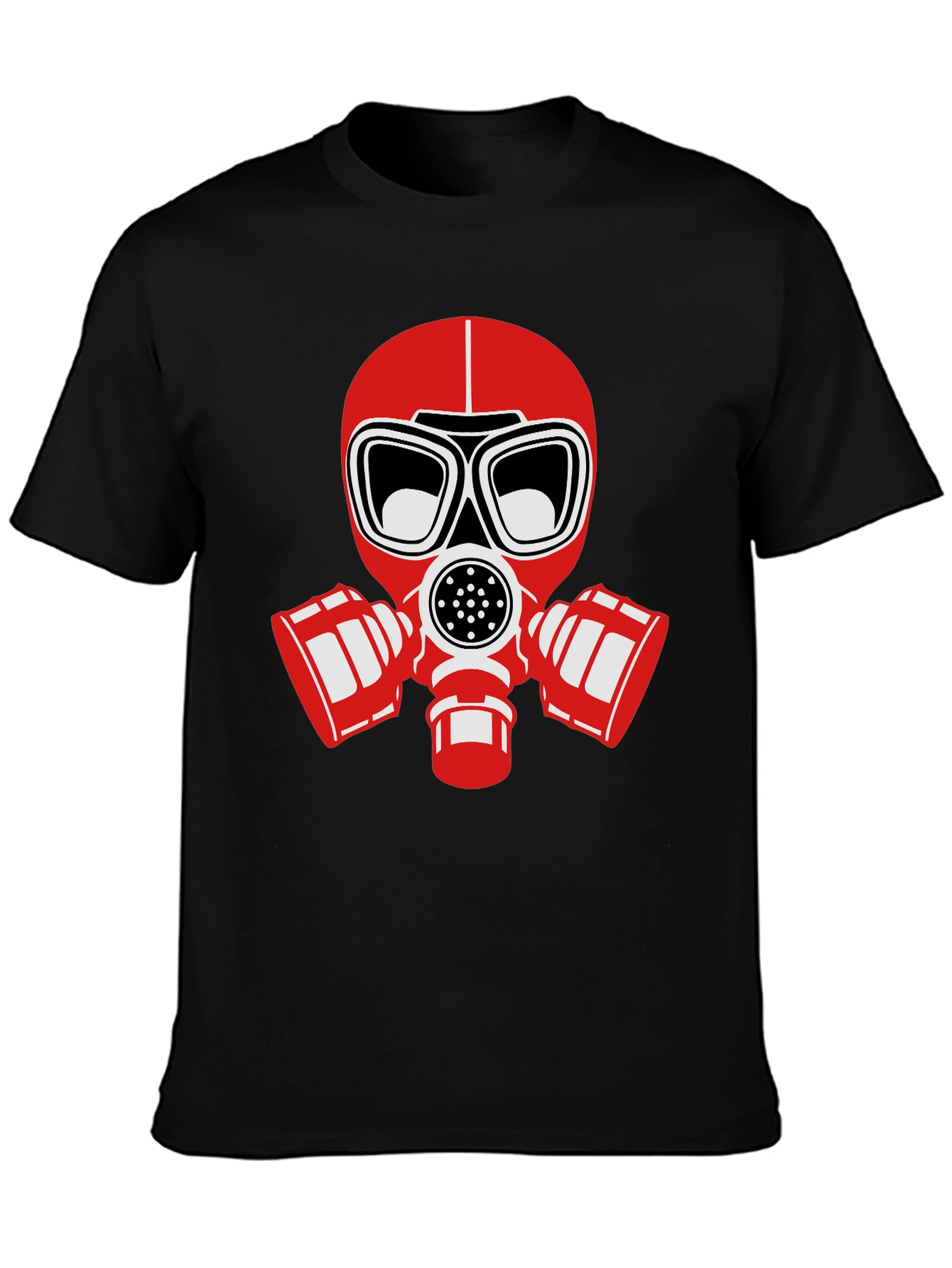 Black T-Shirt with Red Gas Mask Graphic
