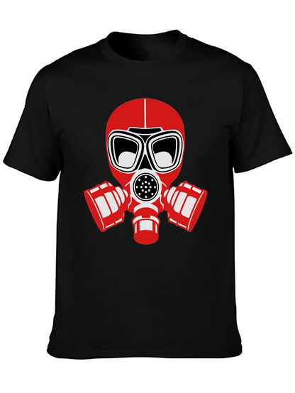 Black T-Shirt with Red Gas Mask Graphic