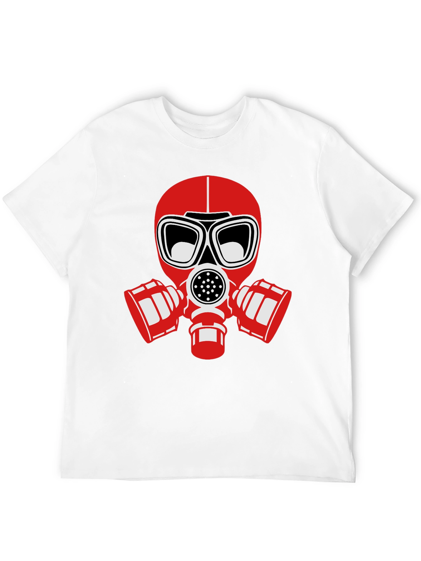 Black T-Shirt with Red Gas Mask Graphic