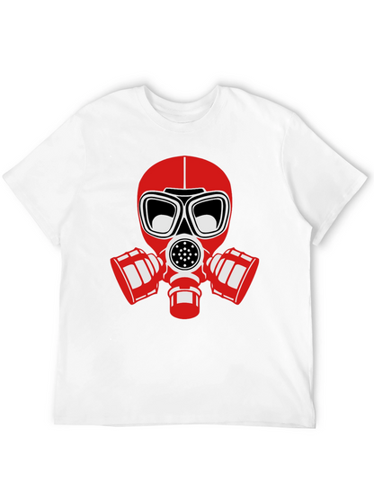 Black T-Shirt with Red Gas Mask Graphic