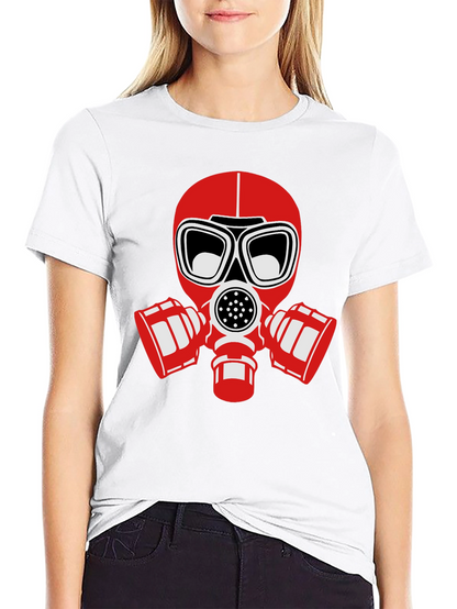 Black T-Shirt with Red Gas Mask Graphic