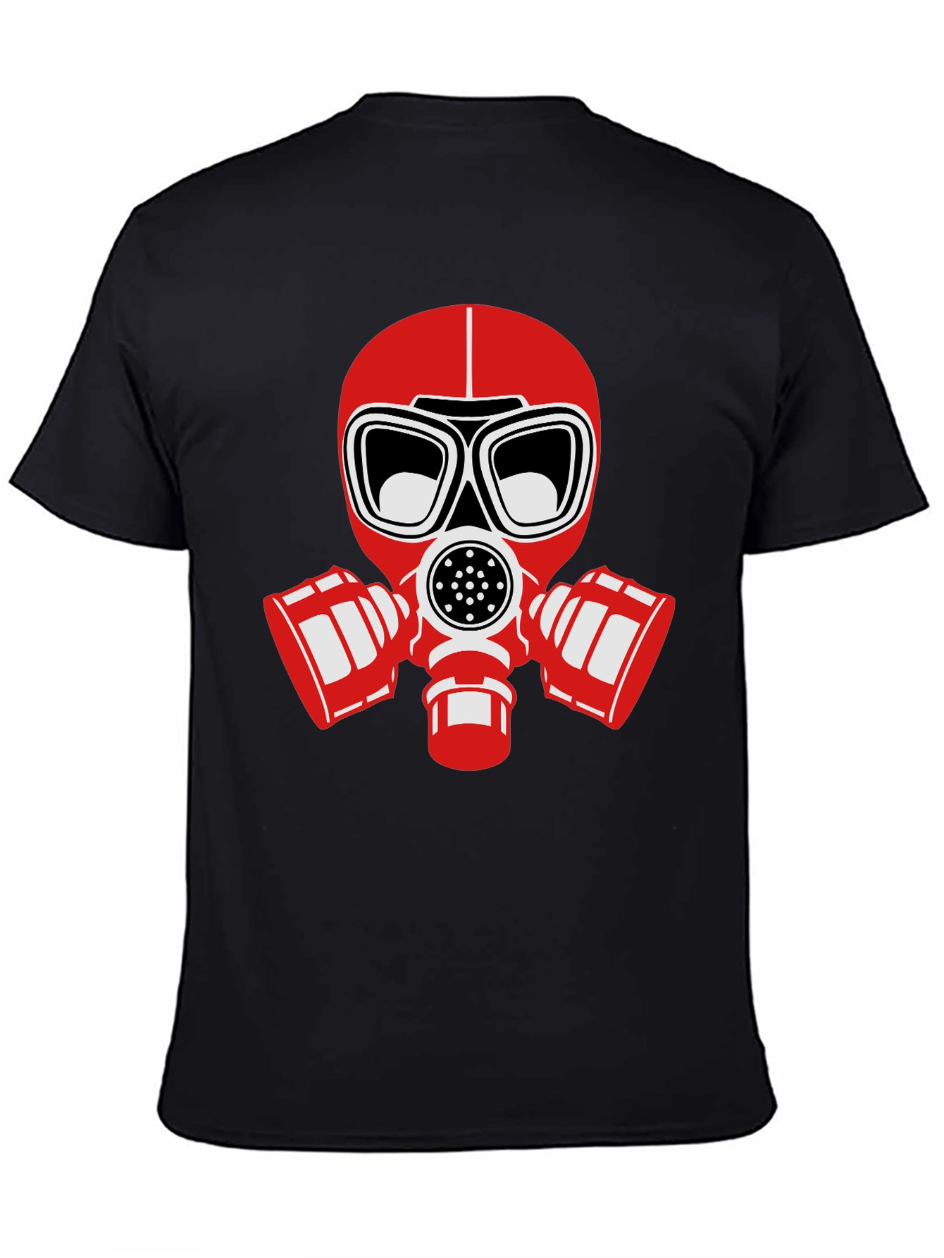 Black T-Shirt with Red Gas Mask Graphic