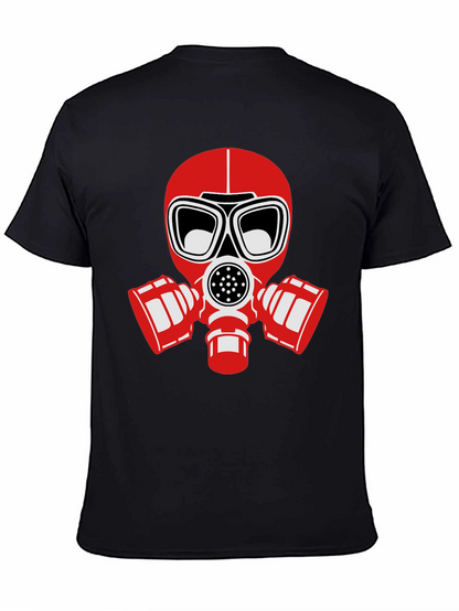 Black T-Shirt with Red Gas Mask Graphic