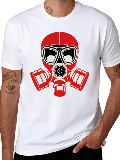 Black T-Shirt with Red Gas Mask Graphic