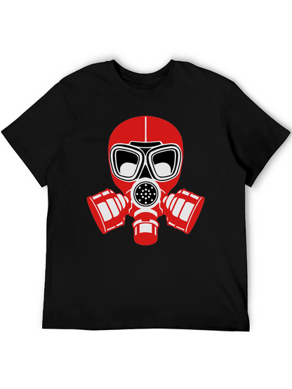 Black T-Shirt with Red Gas Mask Graphic