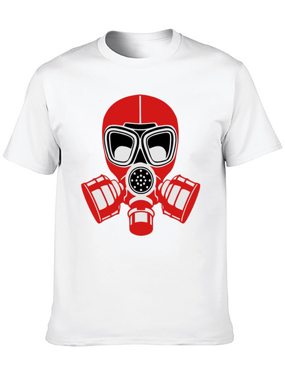 Black T-Shirt with Red Gas Mask Graphic