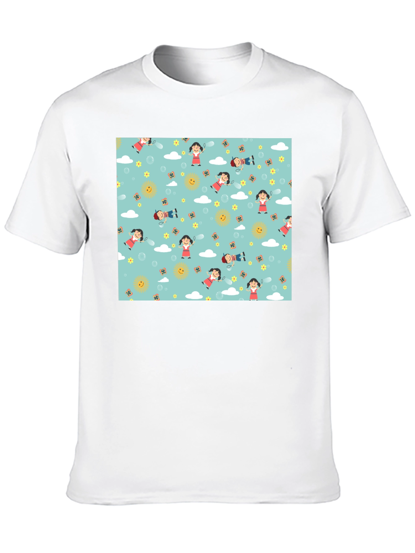 Cartoon Print Black Cotton Tee