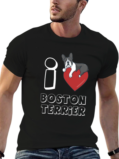 I Love Boston Terrier T-Shirt Dog Lover Gift