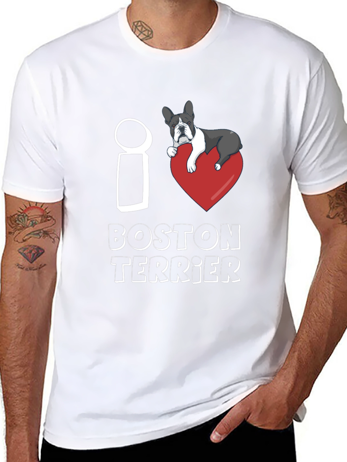 I Love Boston Terrier T-Shirt Dog Lover Gift