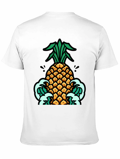 Pineapple Waves Graphic Tee - Black Cotton T-Shirt