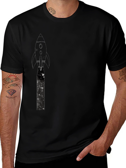 Rocket Launch Graphic Black T-Shirt