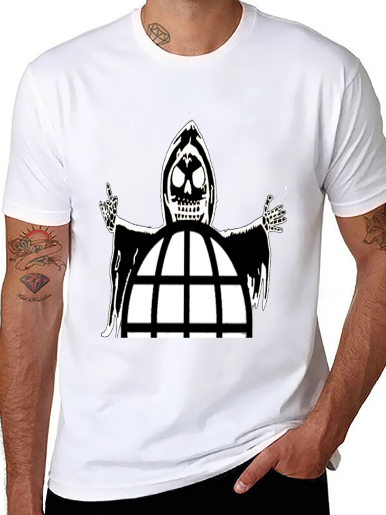 Grim Reaper Cage Black T-Shirt